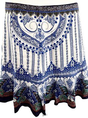 Farm Rio Butterfly Print Mini Skirt‎ Size XS Blue White Viscose
